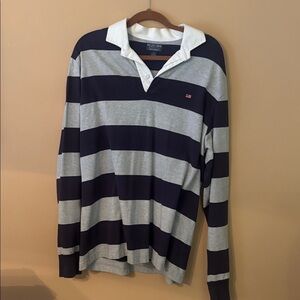 Polo by Ralph Lauren Navy and Gray Striped Shirt